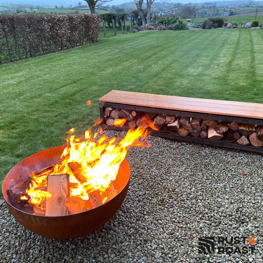 Deep Corten Steel Firebowl — Rust & Roast